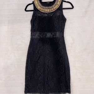 LBD with gold neck detailing